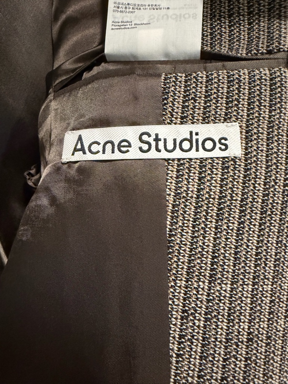 Acne Studios Multi Taupe Pinstripe Wool Blazer EU 32 / US 0 - Picture 4 of 7